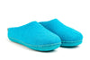 Indoor Open Heel Slippers With Leather Sole - Turquoise