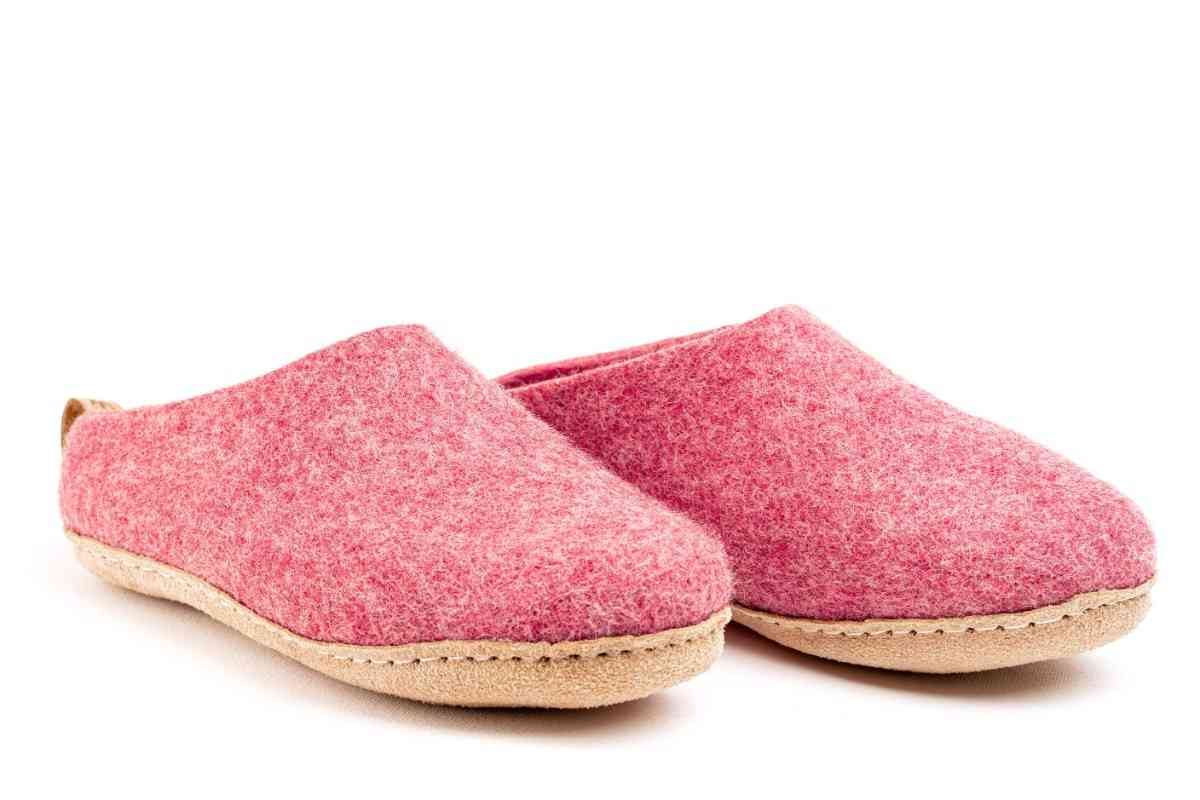 Indoor Open Heel Slippers With Leather Sole - Cherry Pink