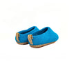 Chaussons d'intérieur à talon ouvert et semelle en cuir-Turquoise