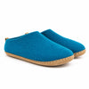 Chaussons d'intérieur à talon ouvert et semelle en cuir-Turquoise