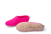 Chaussons d'intérieur à talon ouvert et semelle en cuir-Fuchsia