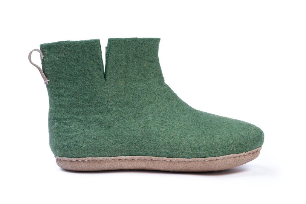 Indoor Boots With Leather Sole - Green