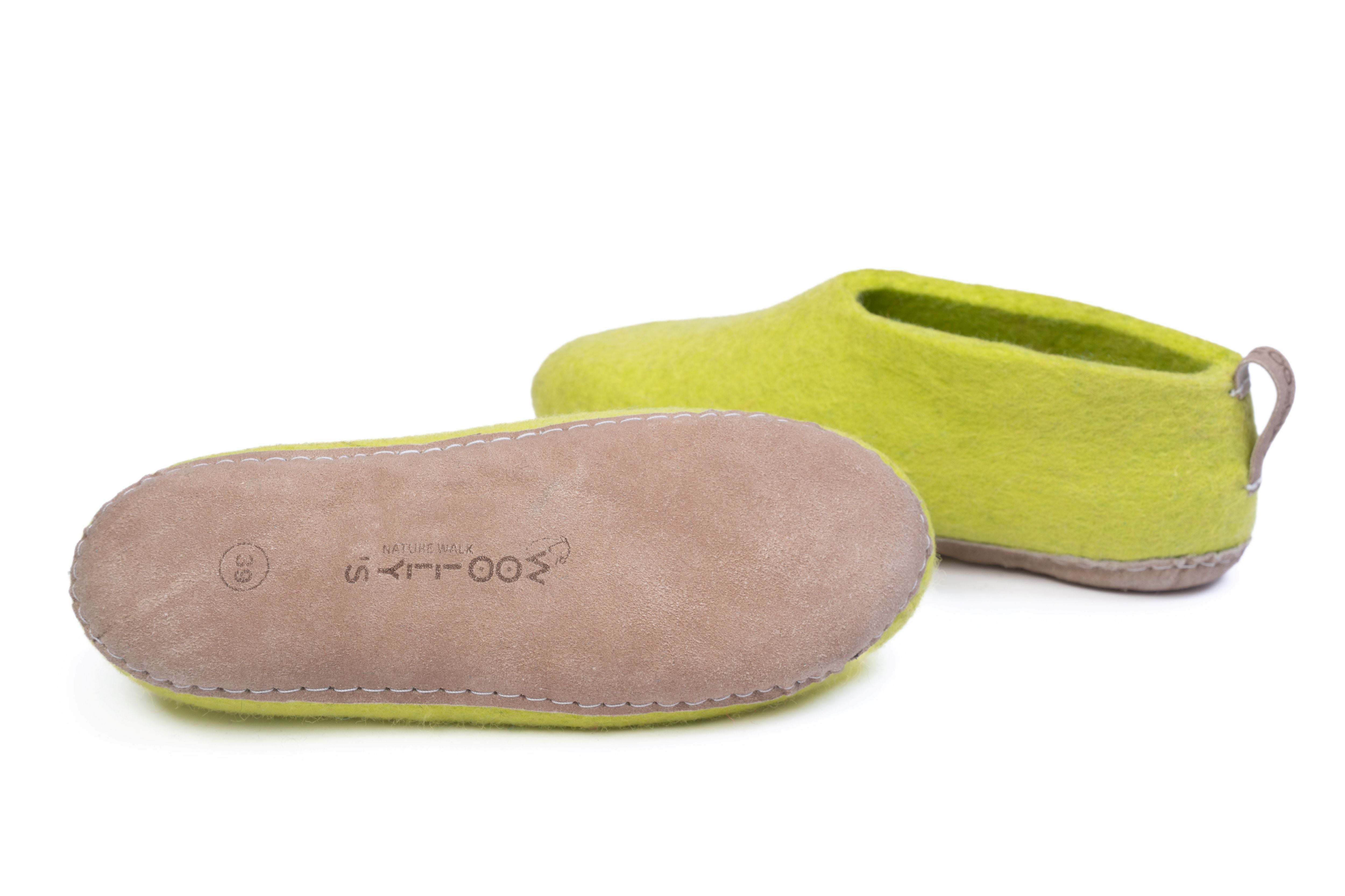 Zapatos de interior con suela de cuero-Verde Lima