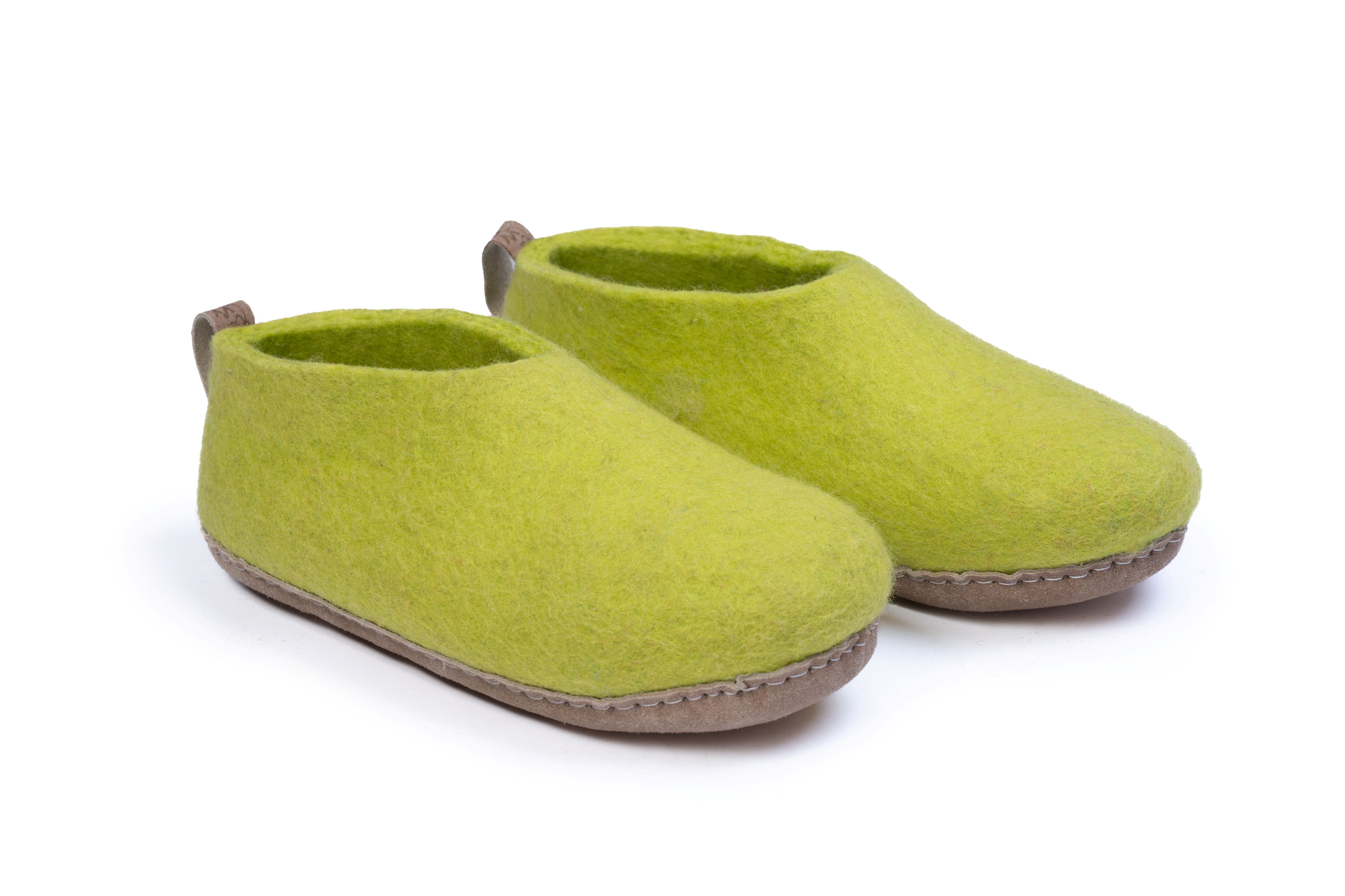 Zapatos de interior con suela de cuero-Verde Lima