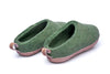 Chaussons d'intérieur à talon ouvert avec semelle en cuir-Vert