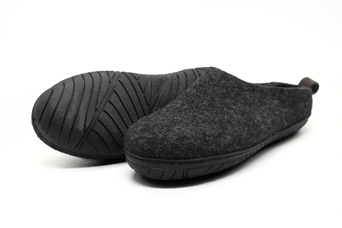 Outdoor Open Heel Slippers With Rubber Sole - Black