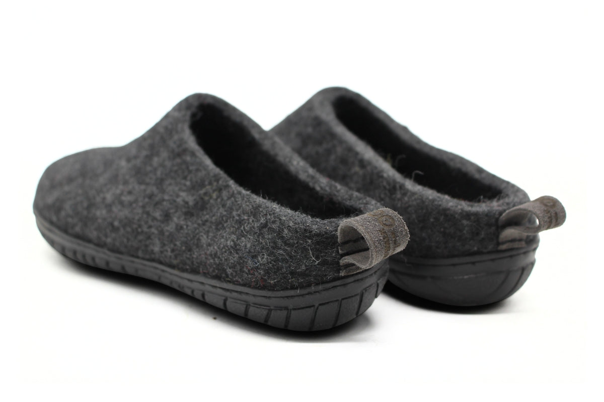 Outdoor Open Heel Slippers With Rubber Sole - Black