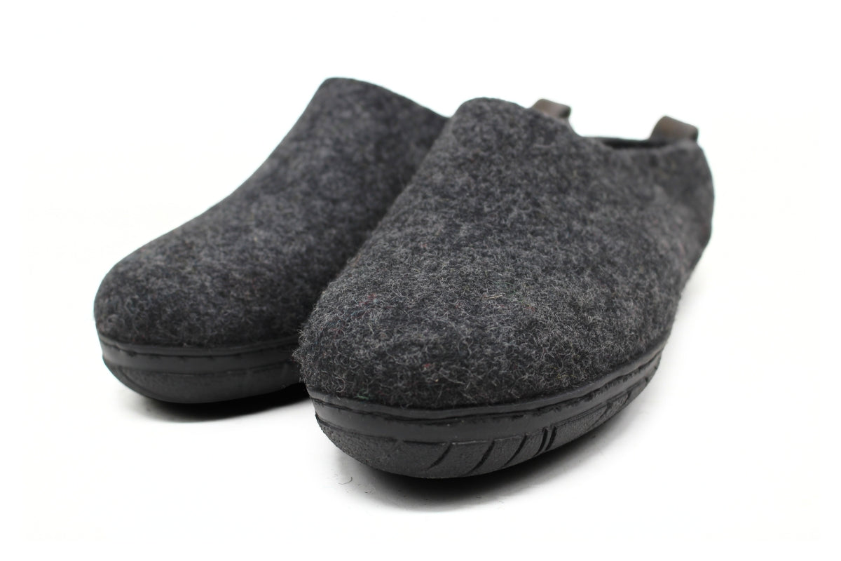 Outdoor Open Heel Slippers With Rubber Sole - Black