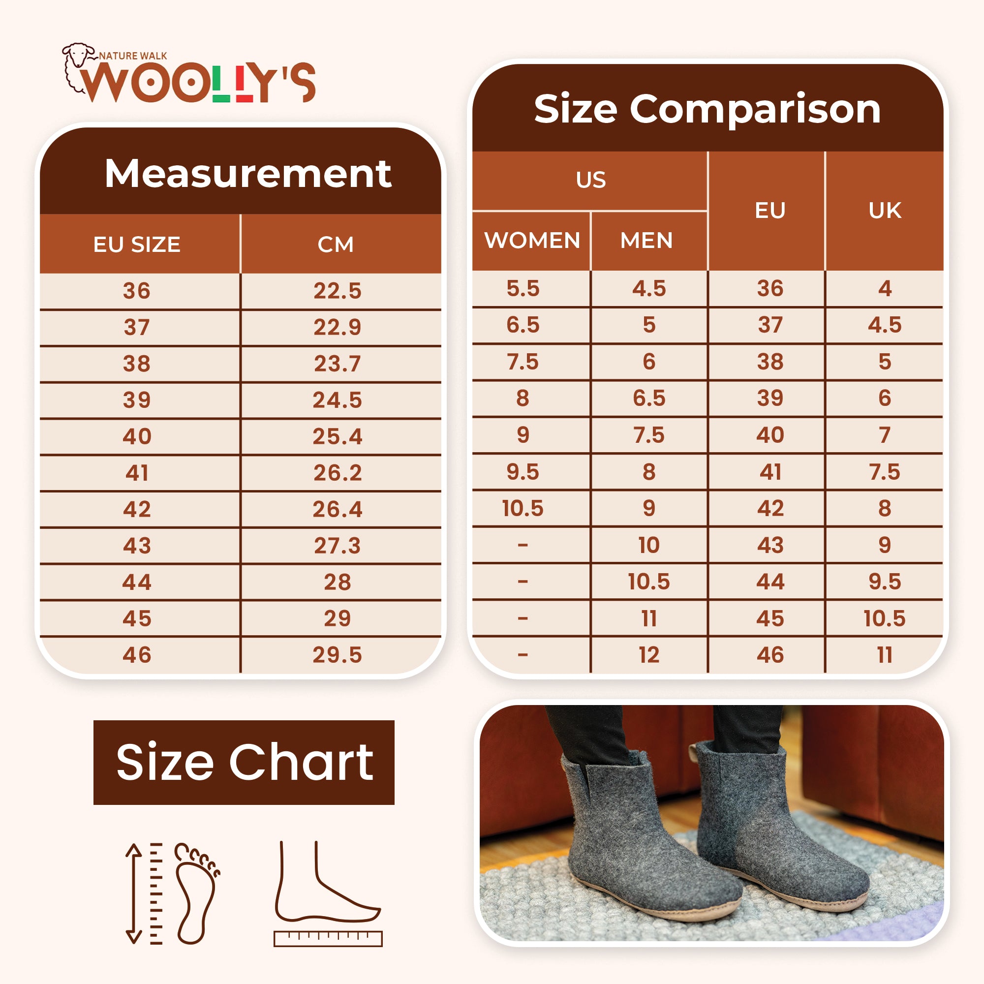 皮革鞋底室內靴 - 木炭色