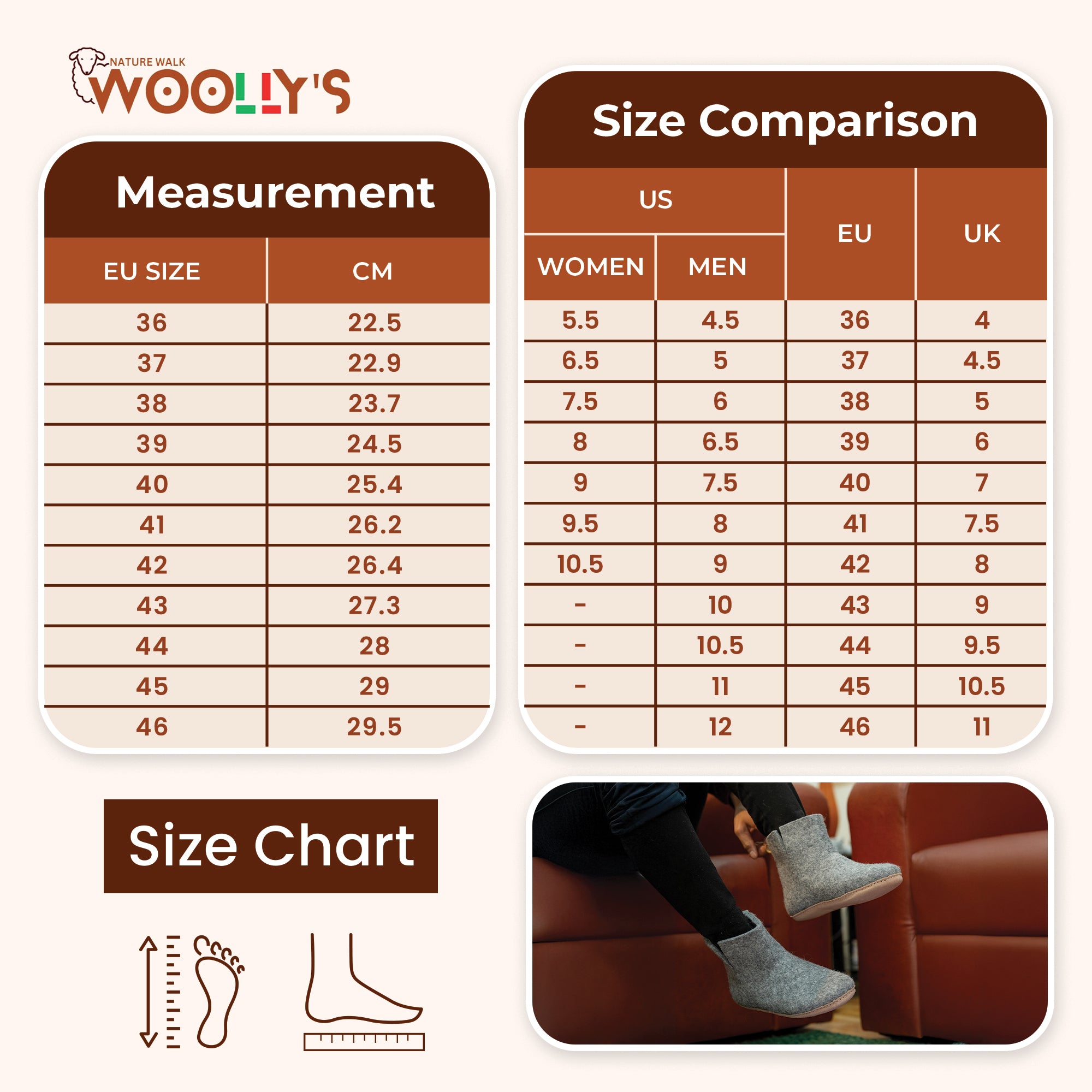 真皮鞋底室內靴 - 自然灰色