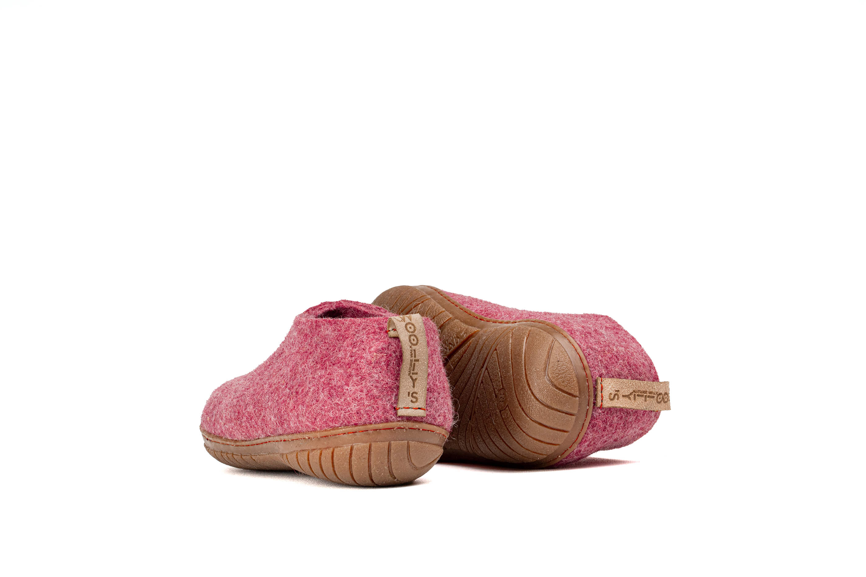 Woollyes Felt Outdoor Shoes Pairs  With Rubber Sole - Cherry Pink