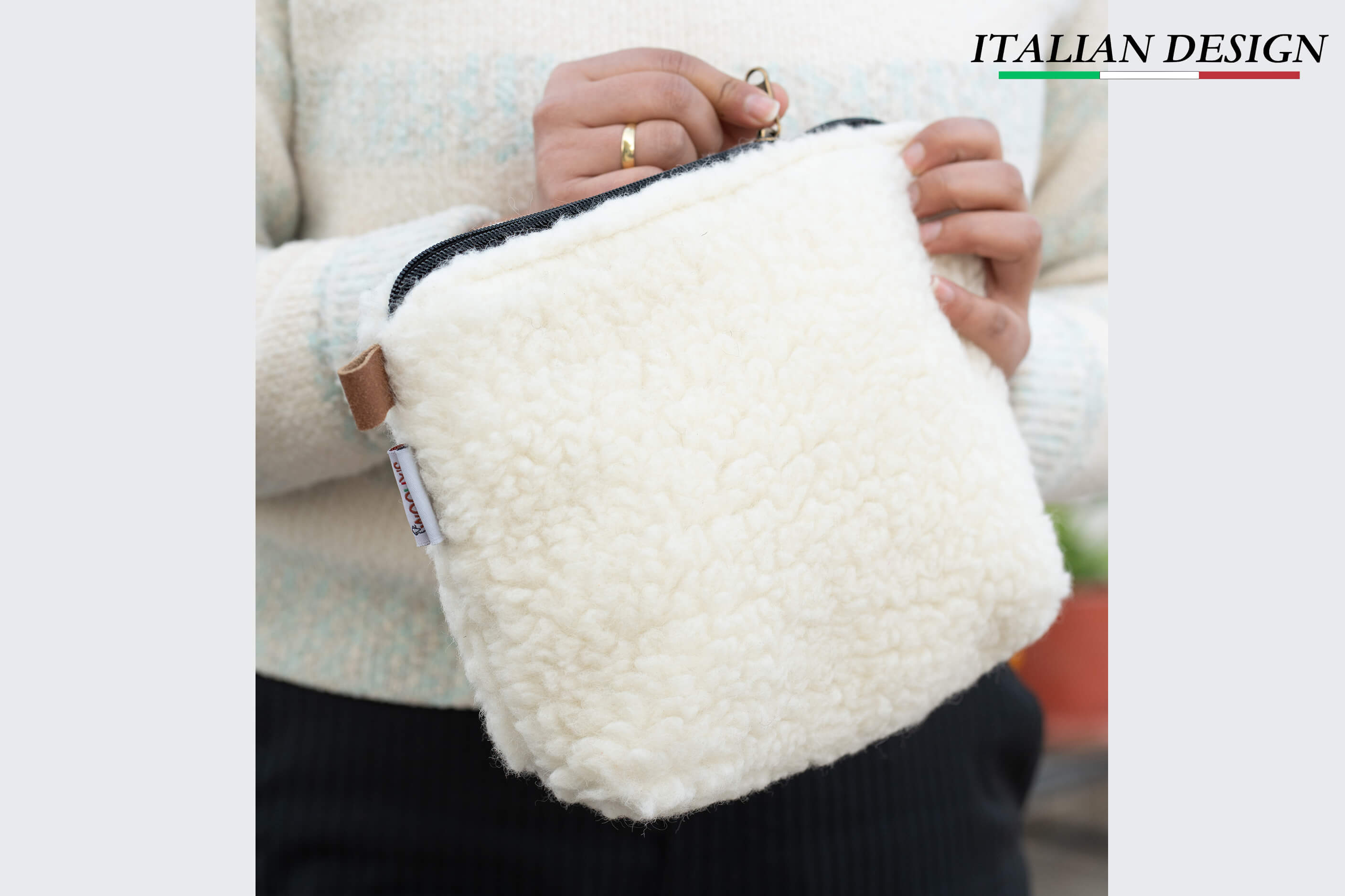 Woollyes Handmade Sherpa Woolen Minaudieres purse- White