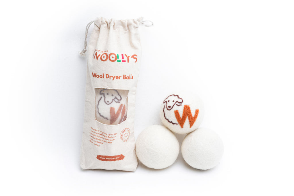 Woolly's Wool Dryer Balls – 100% Pure New Zealand Wool, Reusable Natural Fabric Softener, Reduces Drying Time & Clothes Wrinkles, Chemical-Free Dryer Balls
