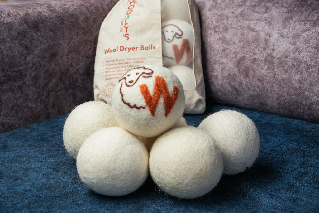 Bolas de lã para secador Woolly's – 100% lã pura da Nova Zelândia, amaciador de roupa natural reutilizável, reduz o tempo de secagem e as rugas da roupa, bolas para secador sem produtos químicos.