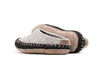 Indoor Open Heel Slipper With Leather Sole - Black & Grey