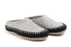 Indoor Open Heel Slipper With Leather Sole - Black & Grey