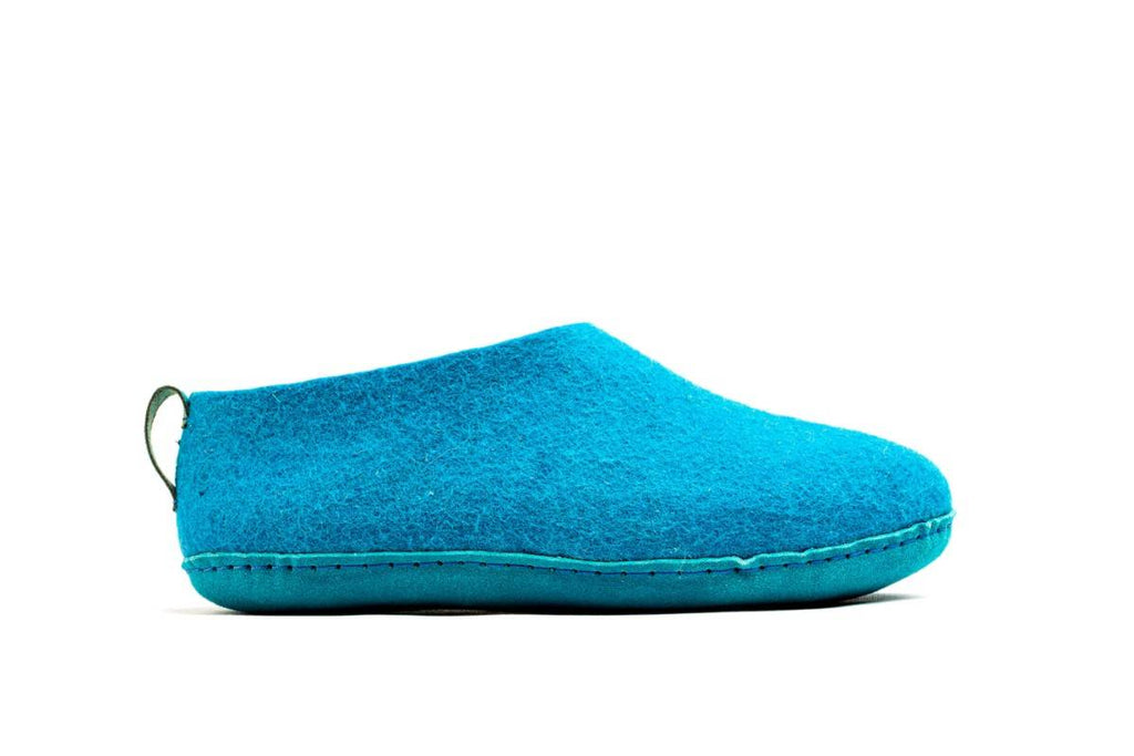 Indoor Shoes With Leather Sole - Turquoise