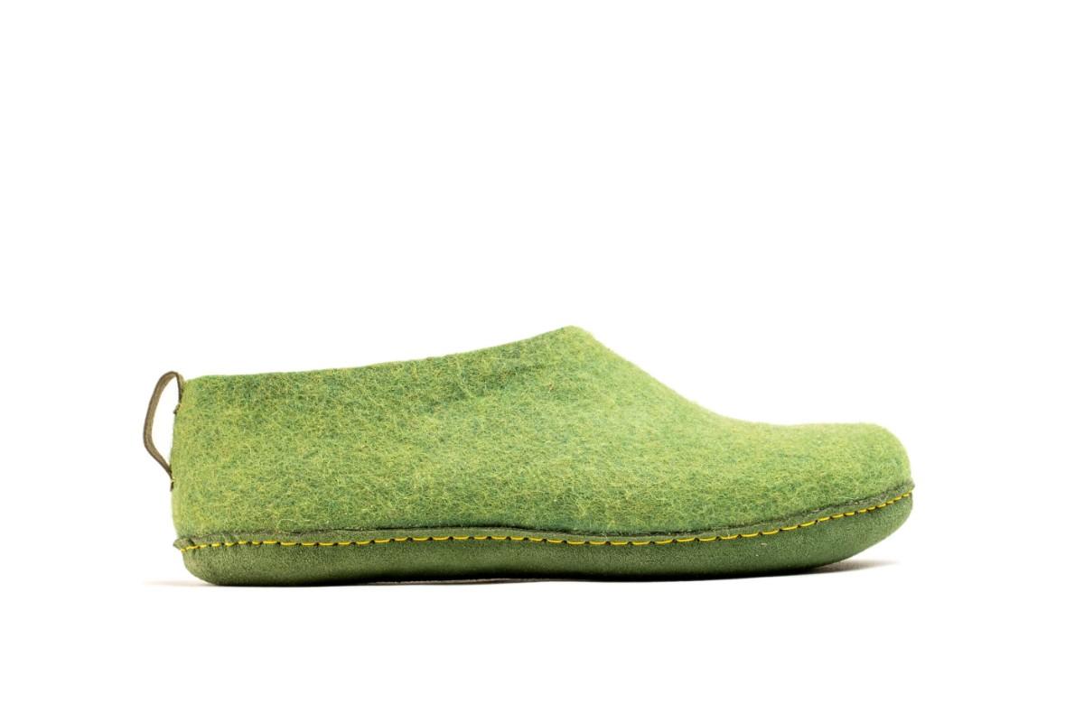 Sapatos de interior com sola de couro - Verde