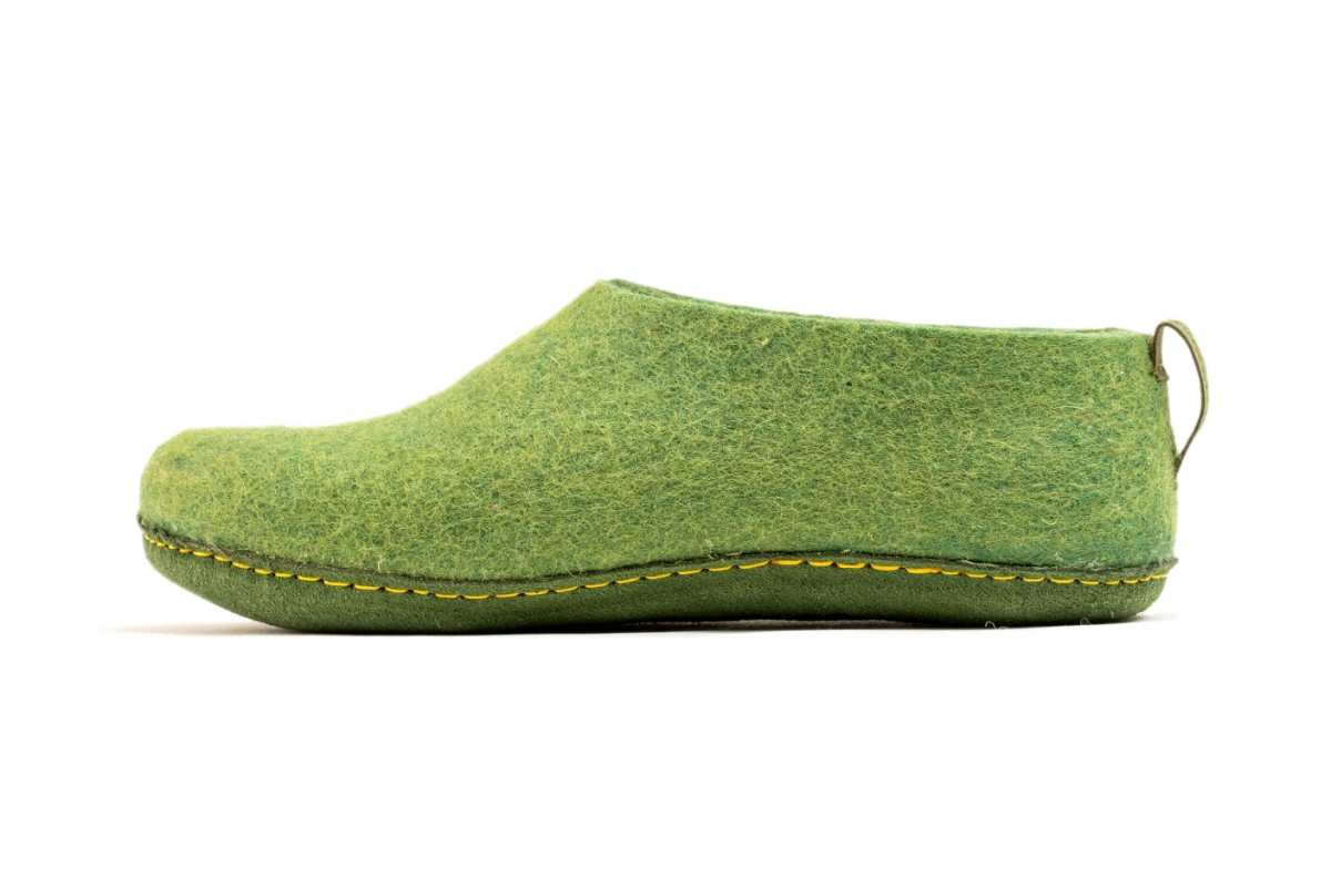 Chaussures d'intérieur avec semelle en cuir - Vert