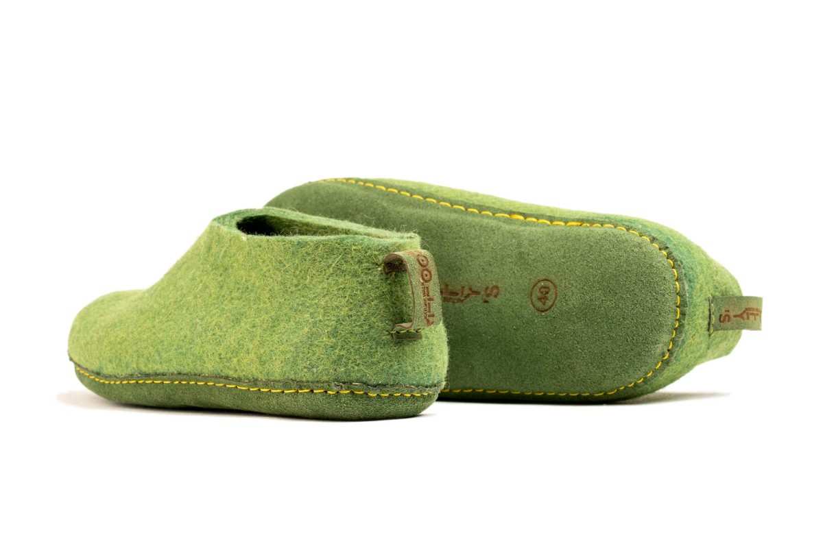 Sapatos de interior com sola de couro - Verde