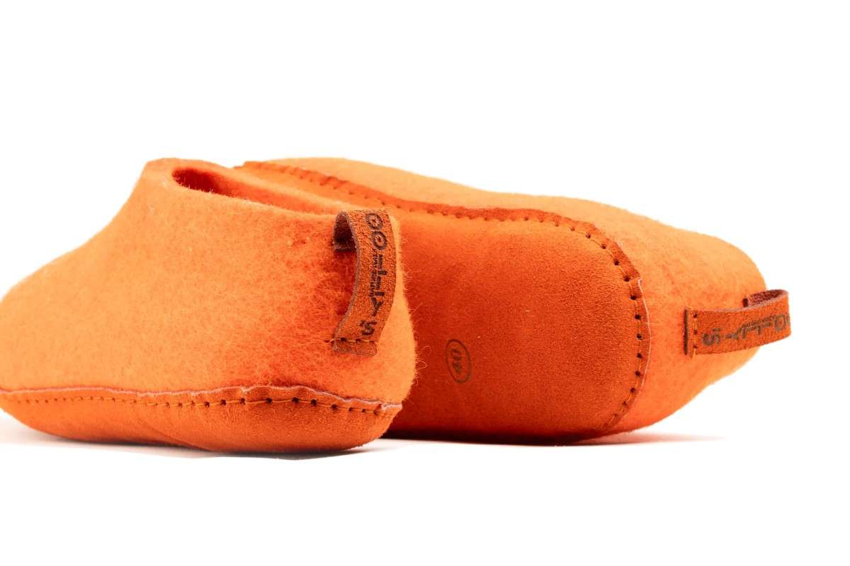 Indoor Shoes With Leather Sole-Orange