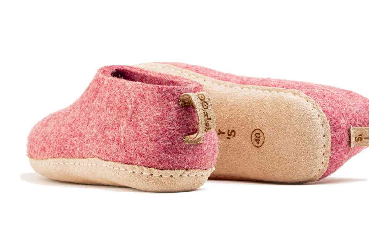 Chaussures d'Intérieur Avec Semelle En Cuir - Rose Cerise