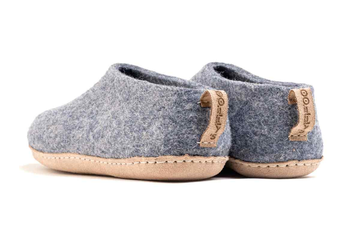 Sapatos de interior com sola de couro - Denim