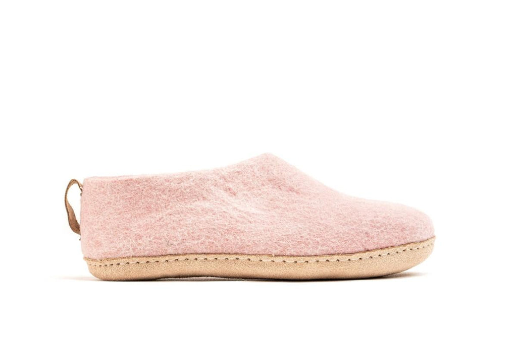 Indoor Shoes With Leather Sole - Baby Pink