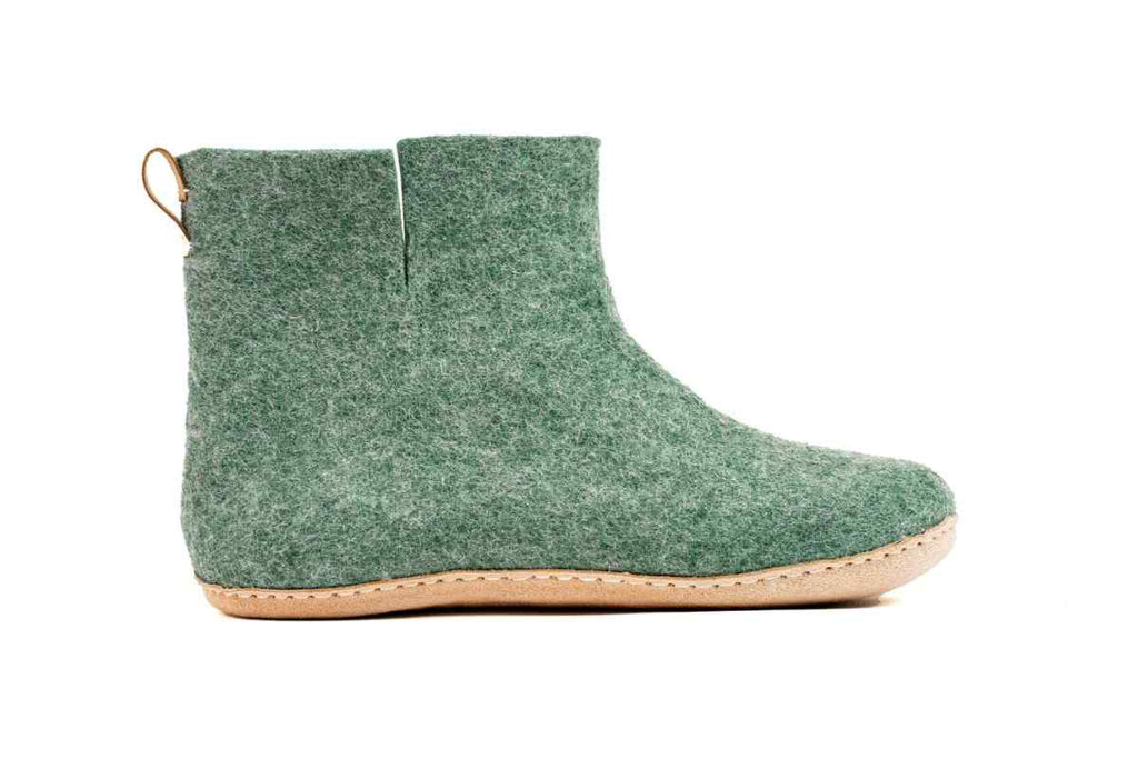 Botas de interior com sola de couro - Verde Selva