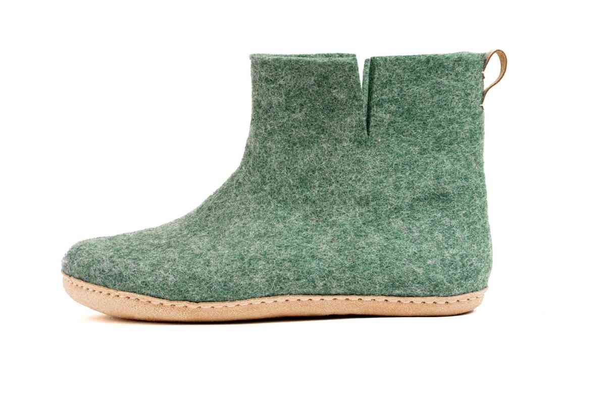 Botas de interior com sola de couro - Verde Selva