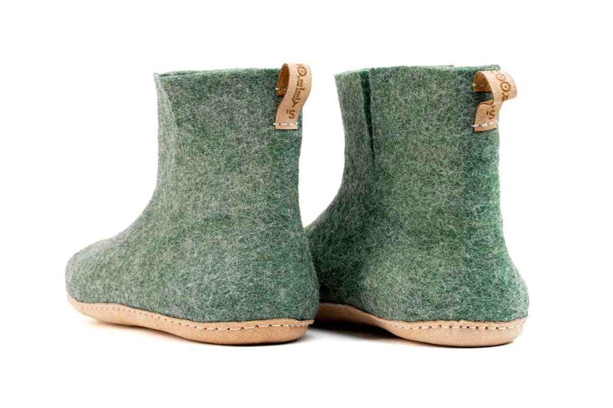 Botas de interior com sola de couro - Verde Selva