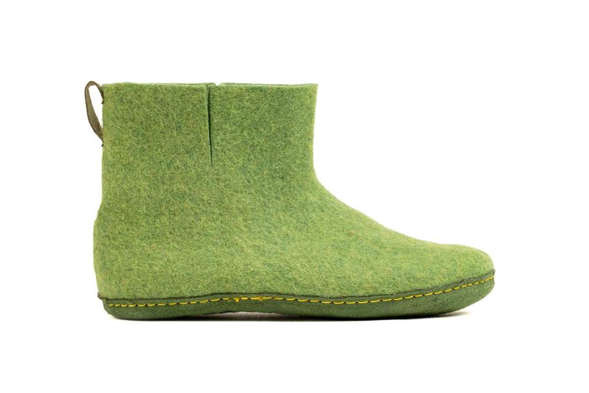 Bottes d'intérieur avec semelle en cuir - Vert