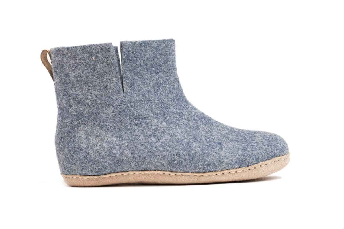 Indoor Boots With Leather Sole - Denim