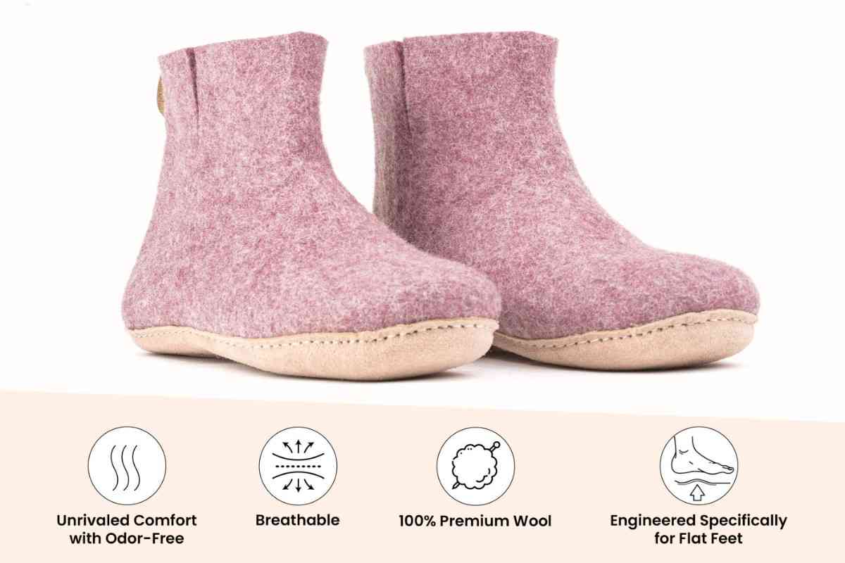 Bottes d'intérieur avec semelle en cuir - Lavande