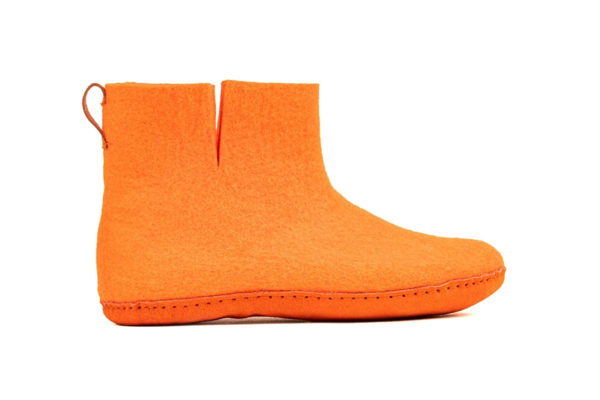 Botas de interior com sola de couro - Laranja