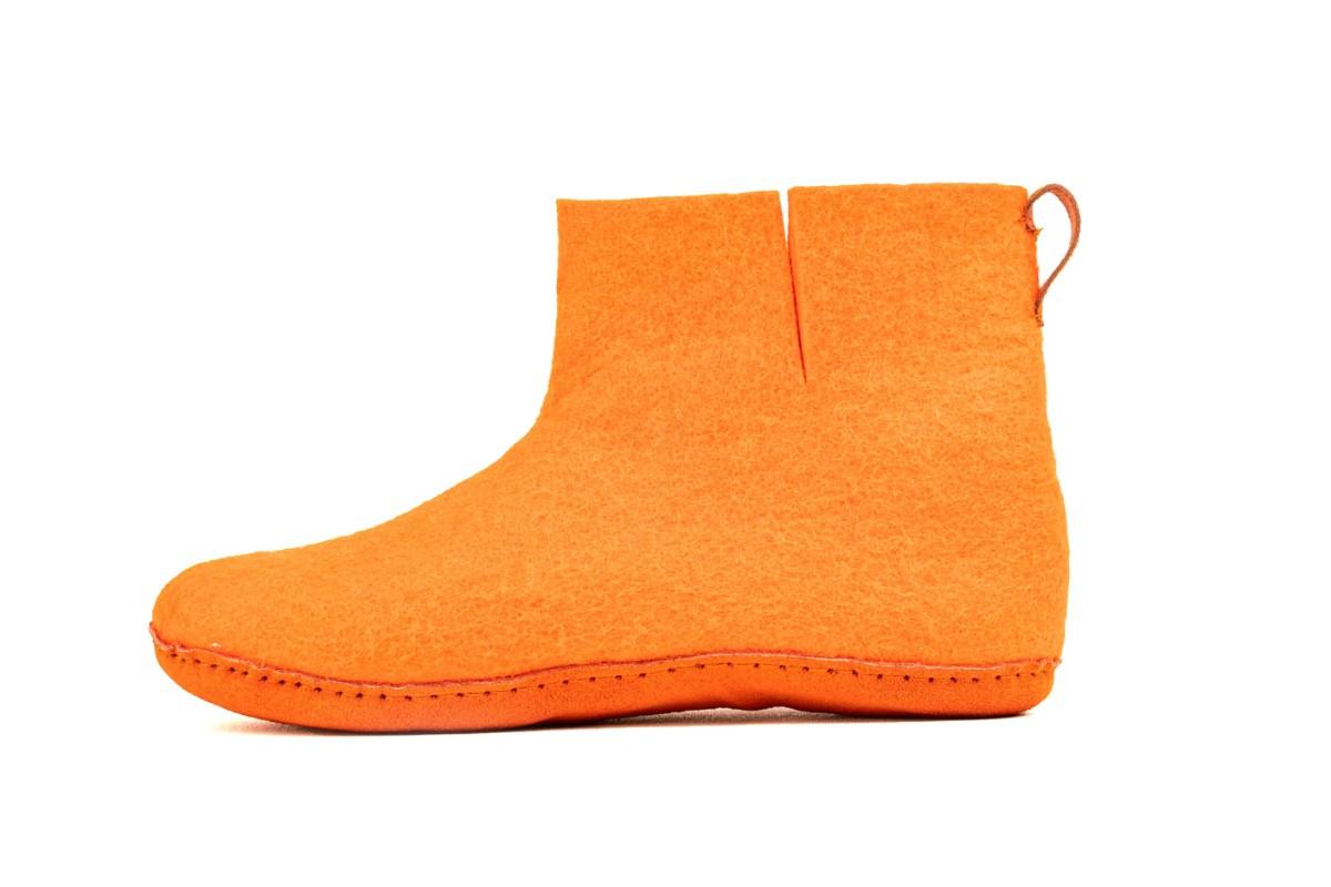 Botas de interior com sola de couro - Laranja