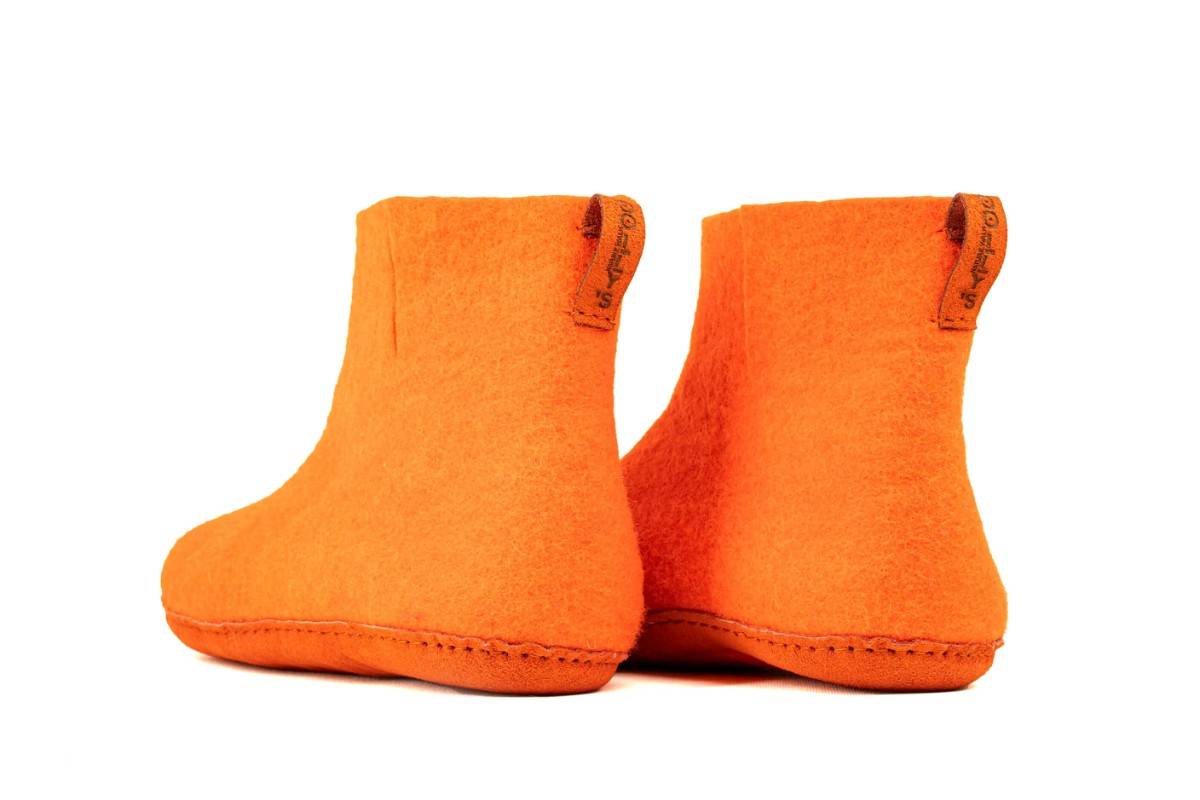 Botas de interior com sola de couro - Laranja