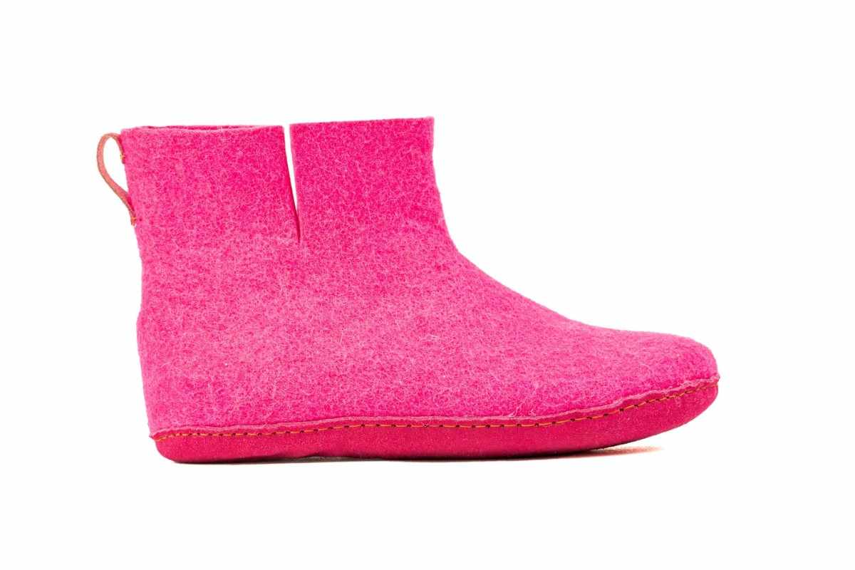 Bottes d'intérieur avec semelle en cuir - Fuchsia