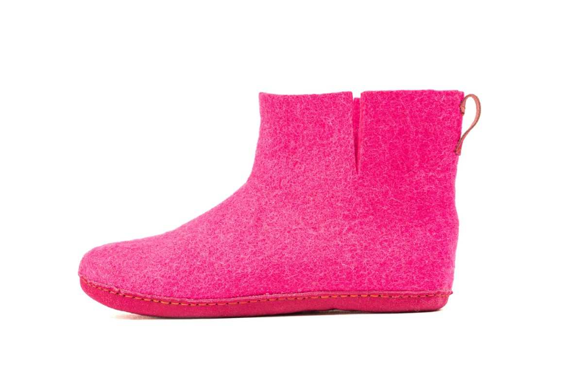 Indoor Boots With Leather Sole - Fuchsia