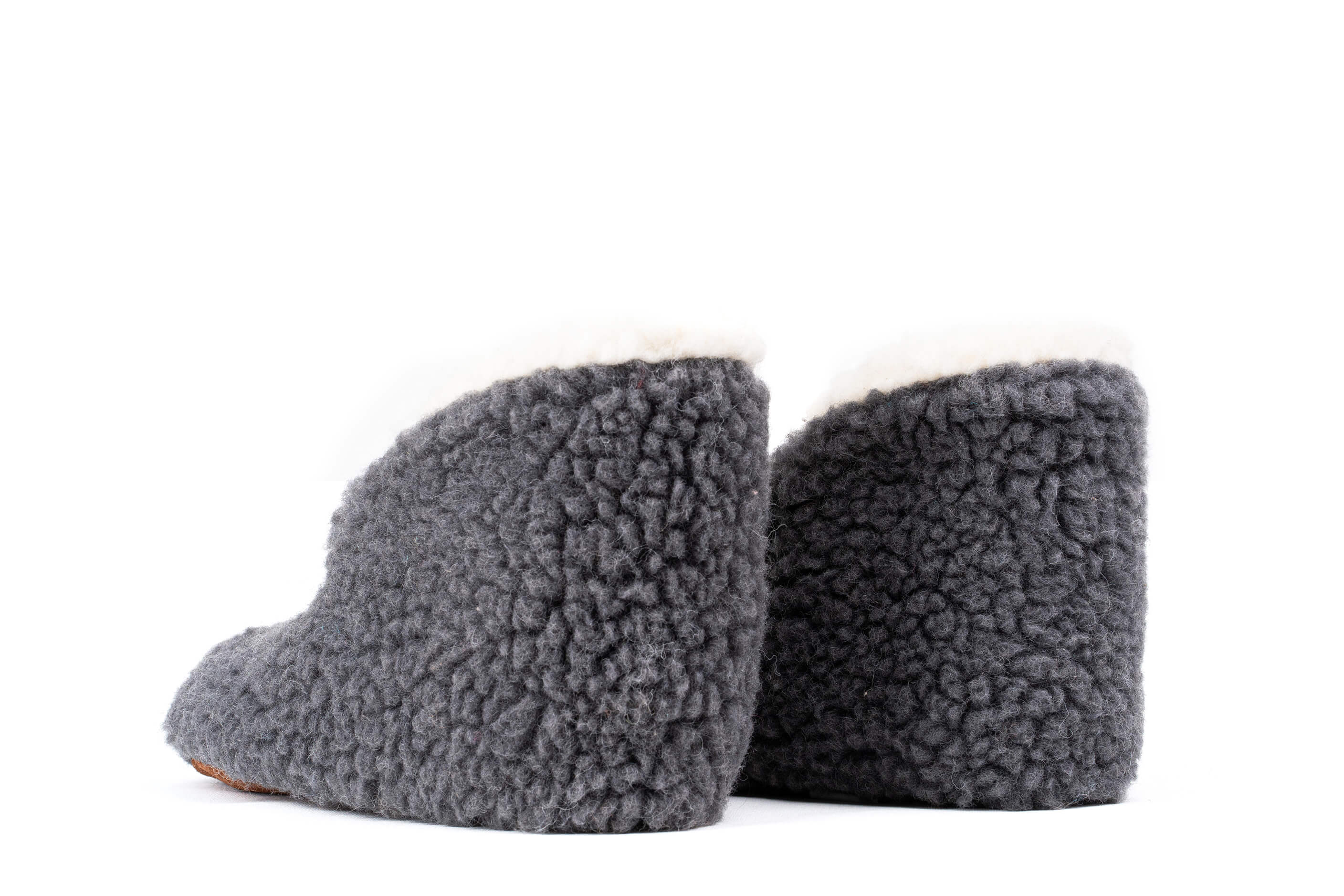 Sherpa Woollen Folding Shoes - Inside White /Outside Grey, Handmade Sherpa Shoes