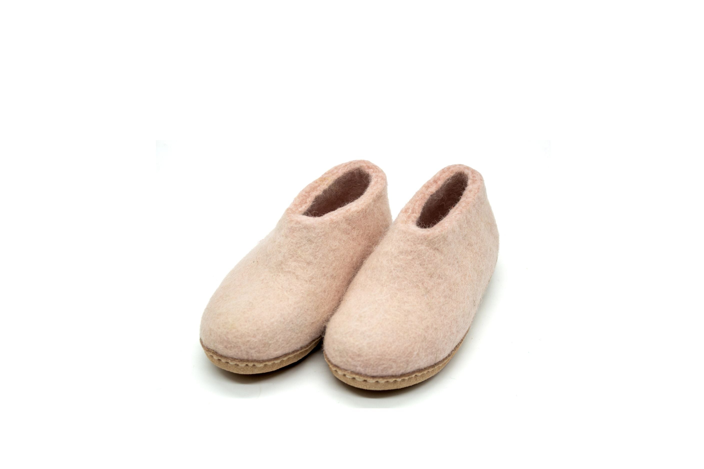 Kids Indoor Open Heel Slippers With Leather Sole - Baby Pink