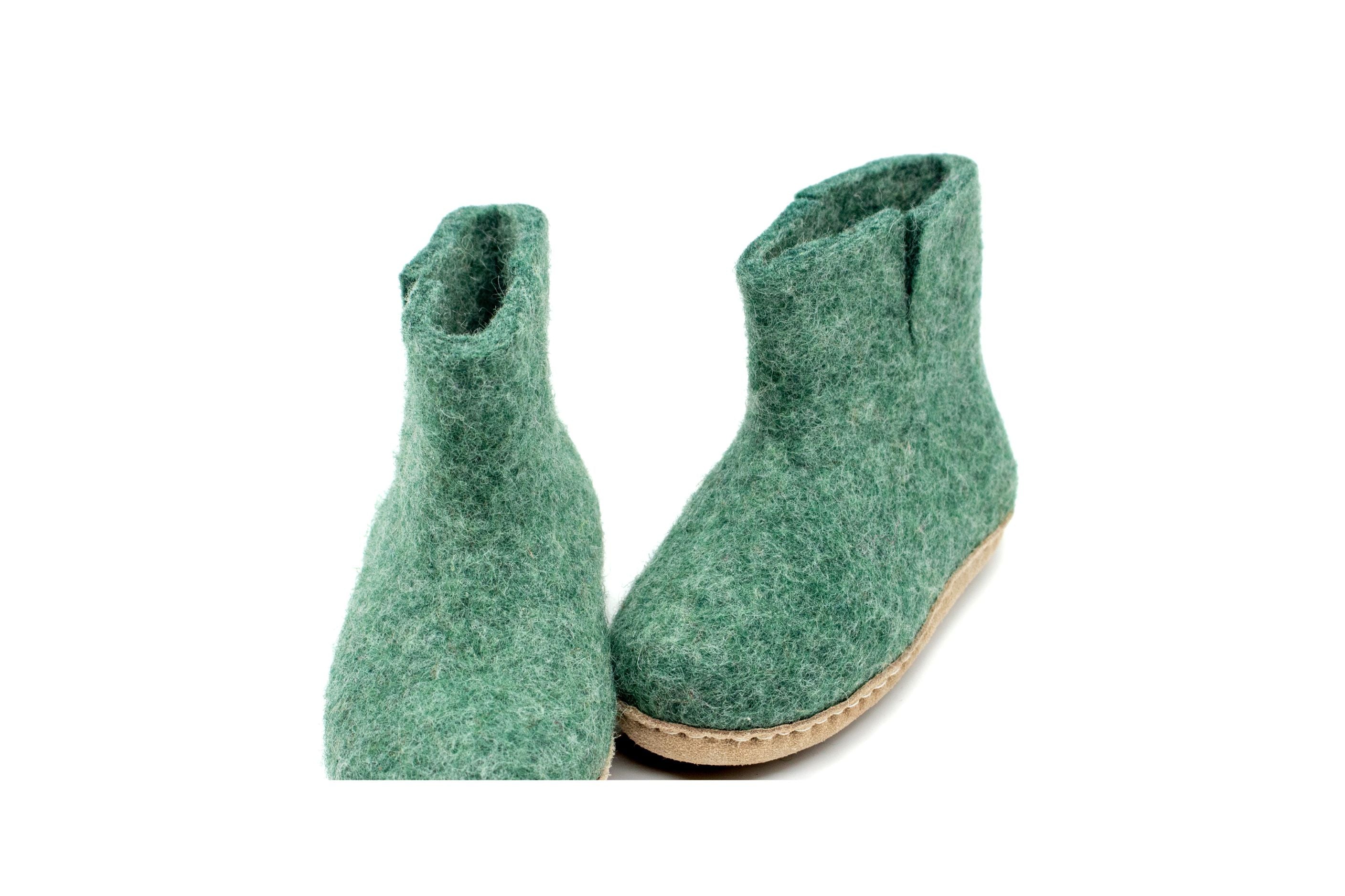 Kids Indoor Boot With Leather Sole - Jungle Green