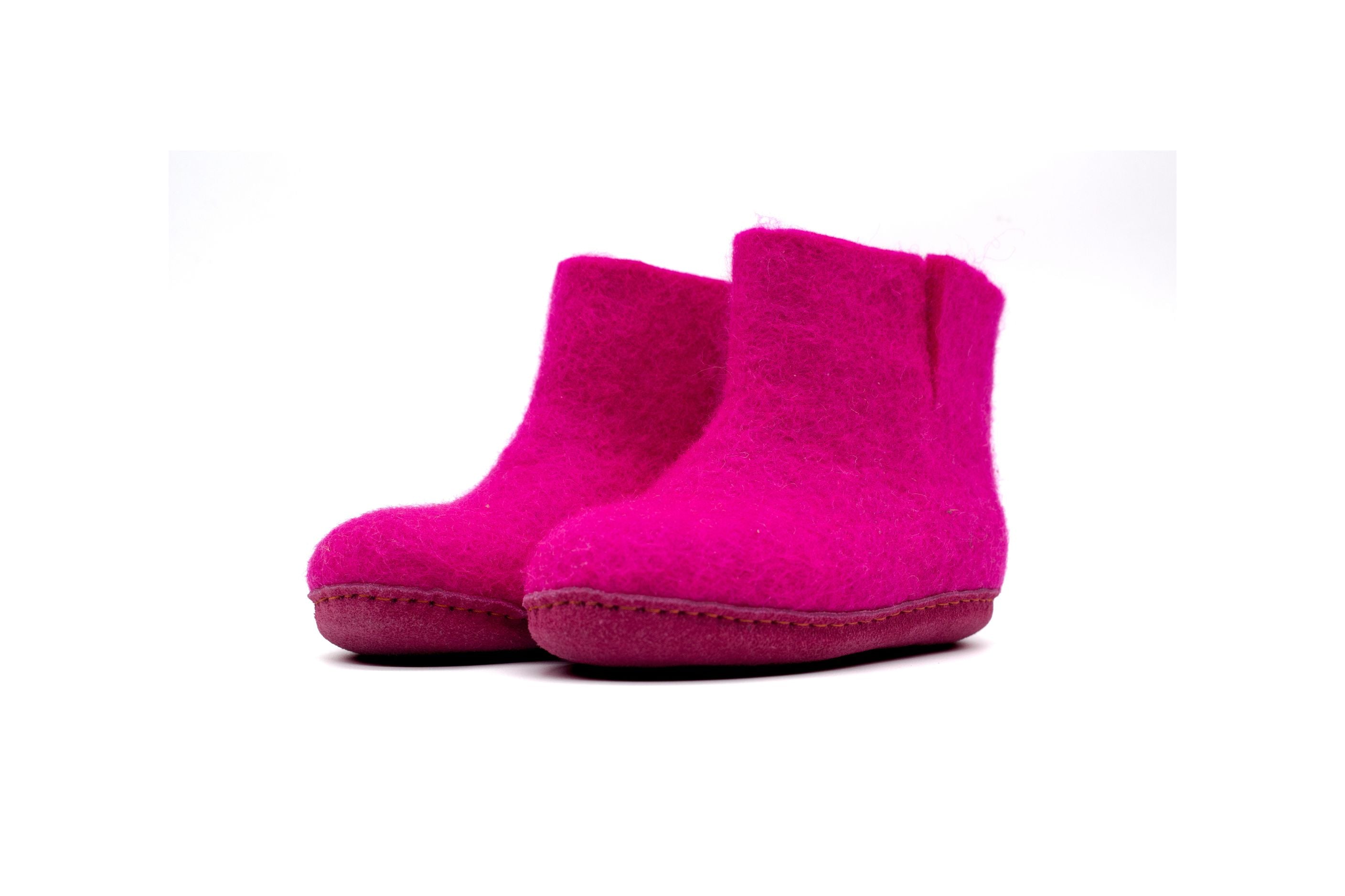 Indoor Kids Boots With Leather Sole - Fuchsia