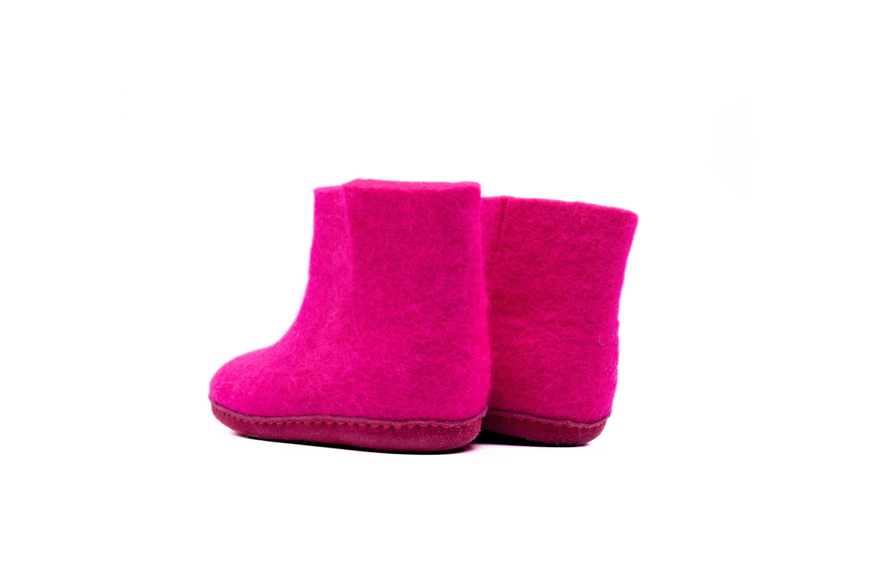 Indoor Boots With Leather Sole - Fuchsia