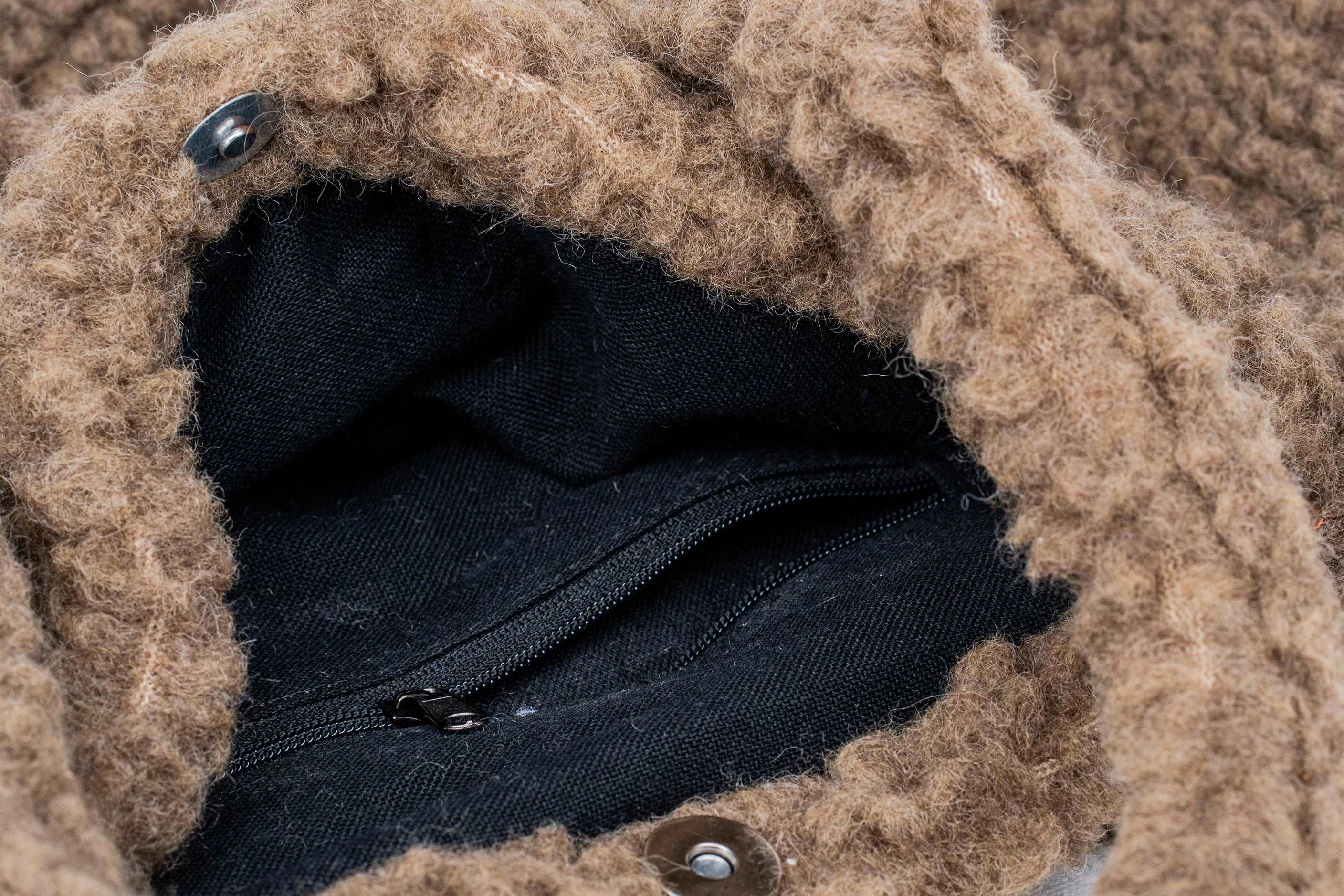 Stylish Sherpa Woolen Bag - Brown