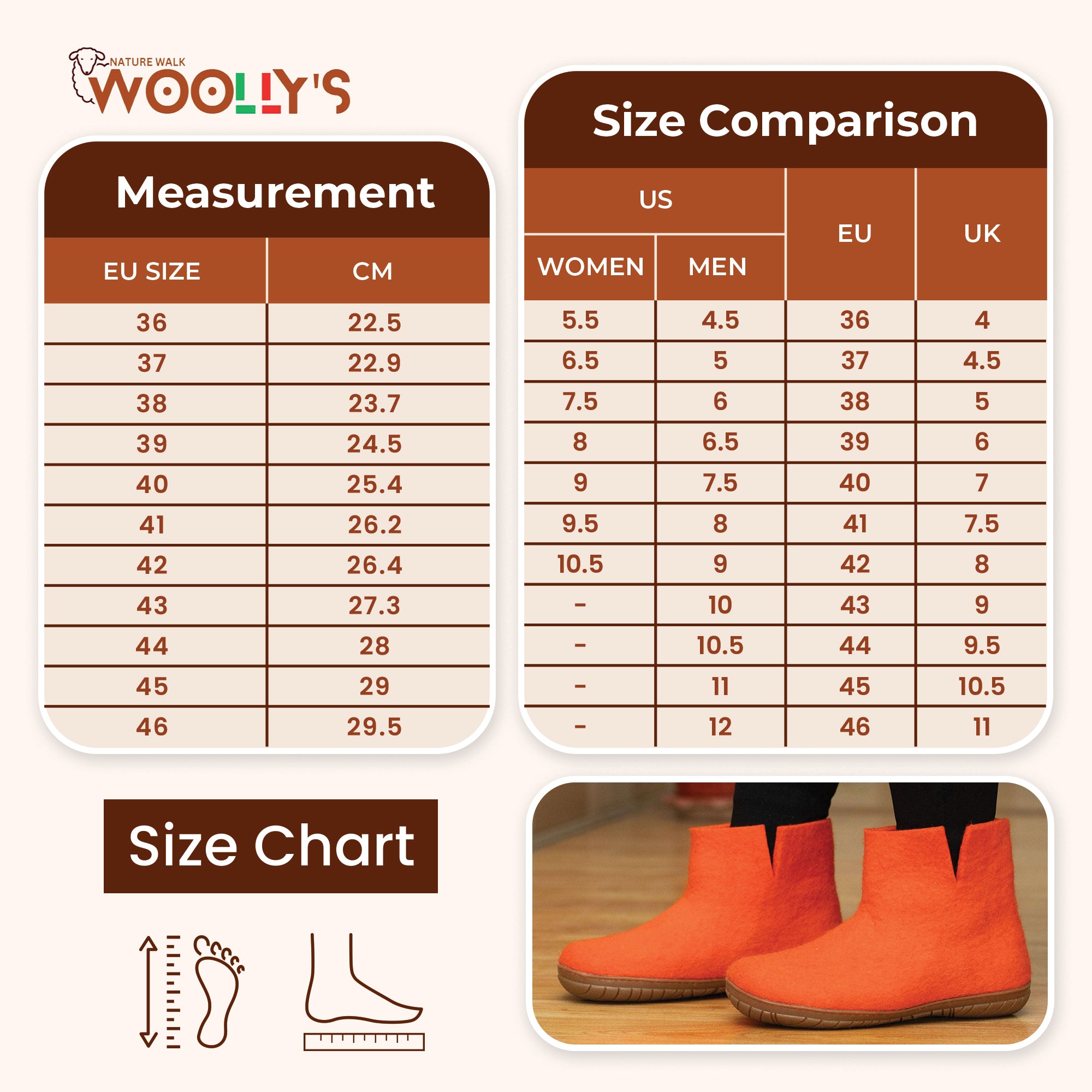 戶外橡膠底低筒靴 - 橘色