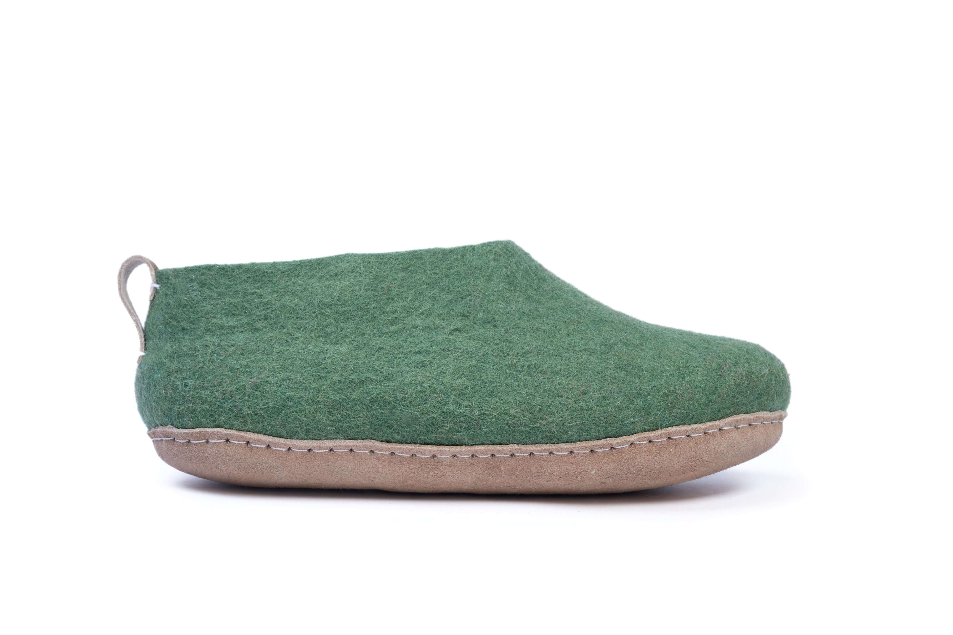 Zapatos de interior con suela de cuero-Verde