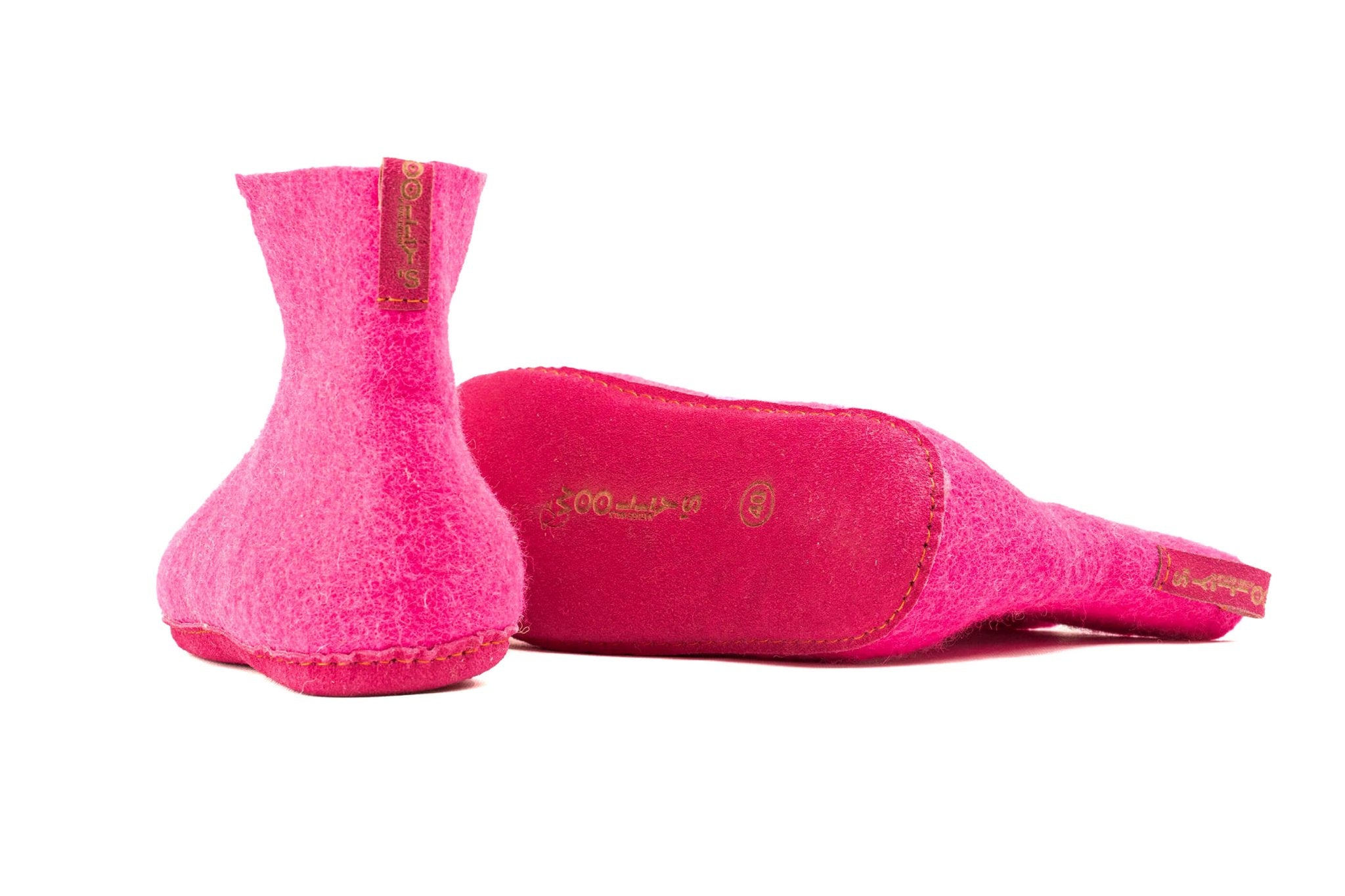 Indoor Boots With Leather Sole - Fuchsia - Woollyes