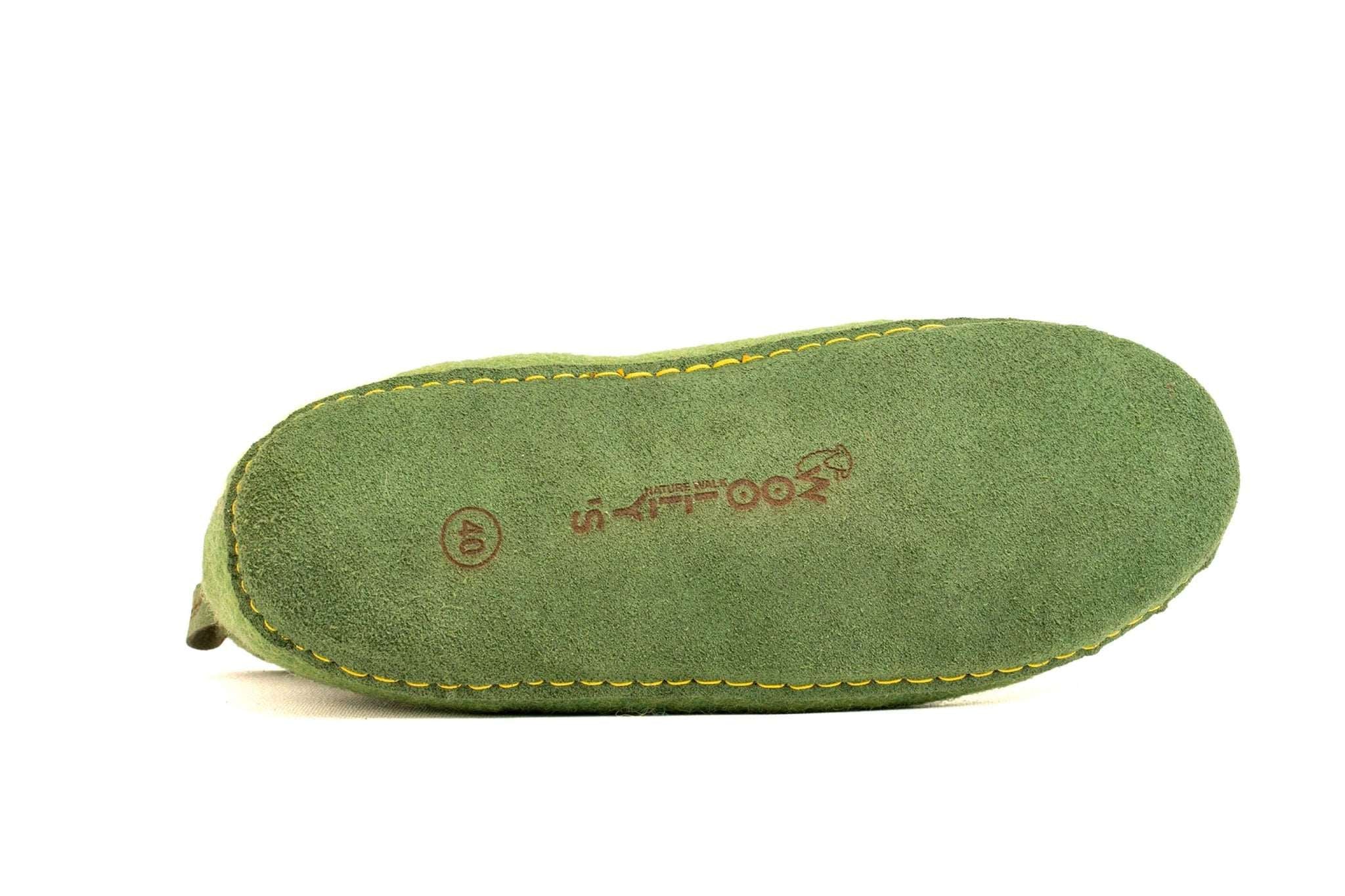 Indoor Boots With Leather Sole - Green - Woollyes
