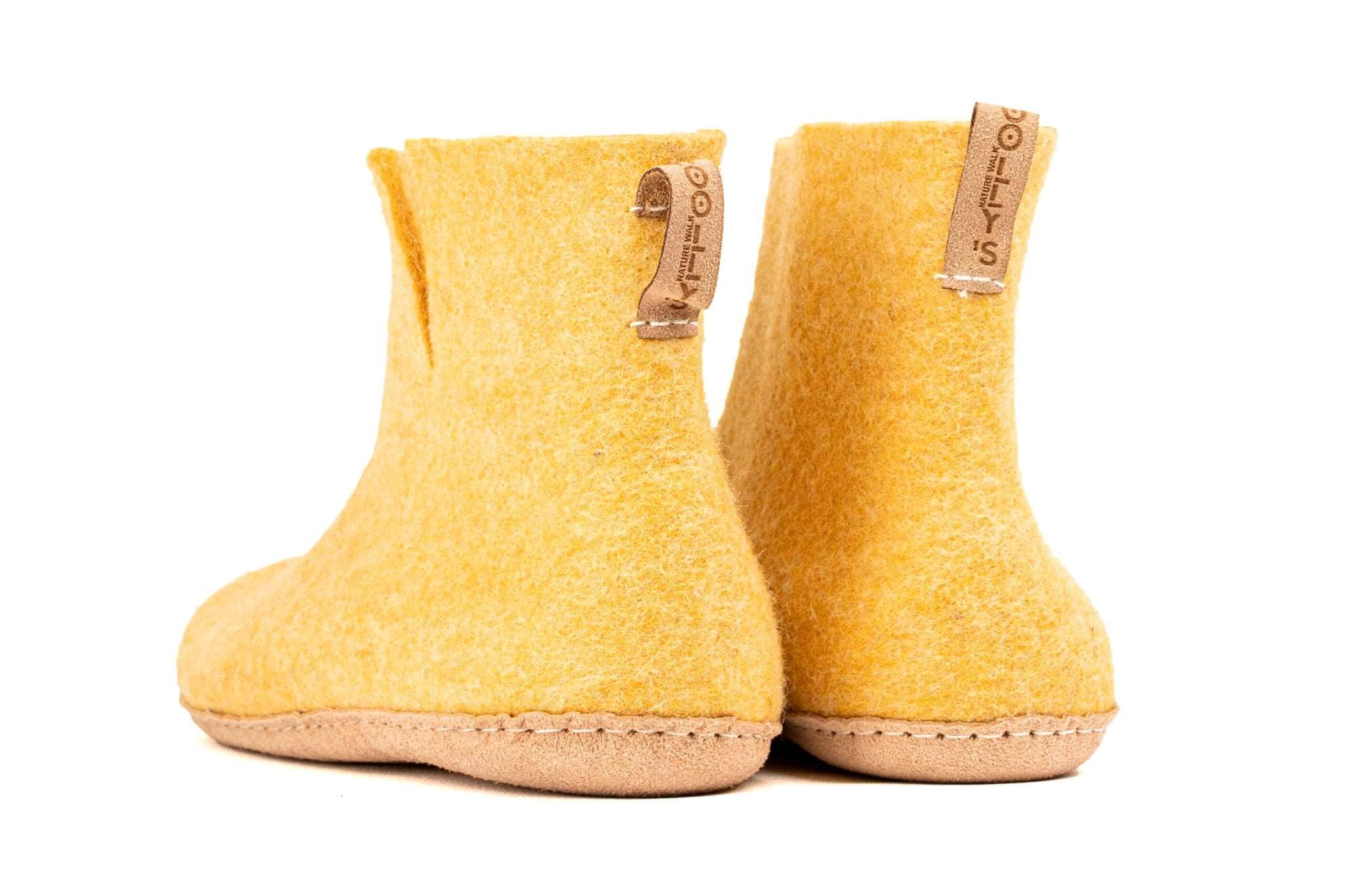Indoor Boots With Leather Sole - Mustard - Woollyes